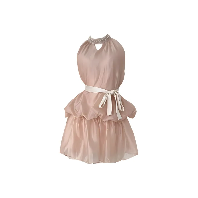 / Sleeveless Dresses Women's Shimmer Nude Pink-0