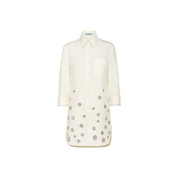 PRADA Appliqué-Detailed Button-Up Shirtdress