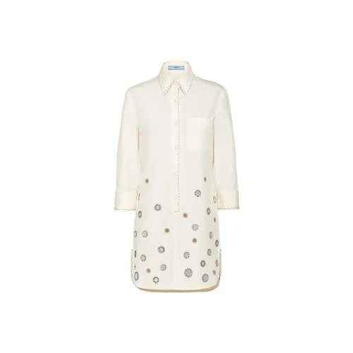 PRADA Appliqué Detailed Button Up Shirtdress