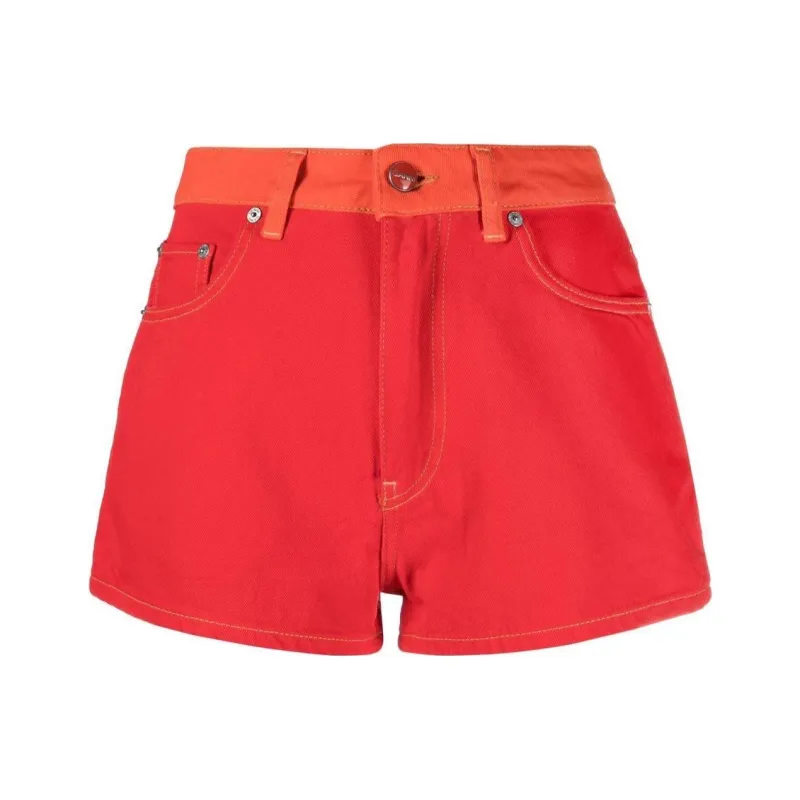 GANNI Contrasting Waistband Denim Shorts-0