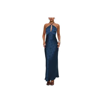 PRINCESS POLLY LIMOSINA HALTER MAXI DRESS Slip Dresses Women's NAVY/Marine Blue