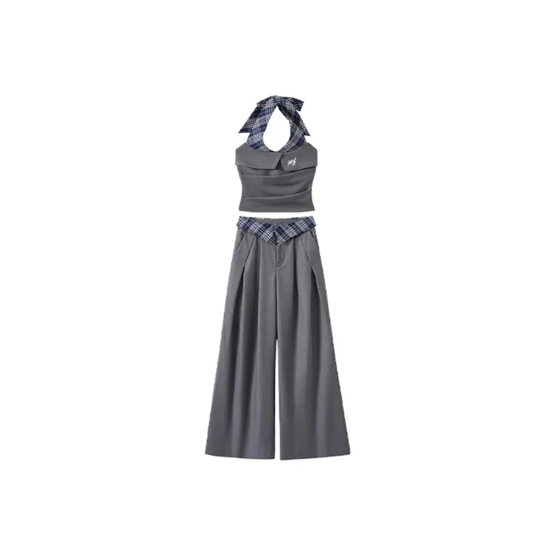Yvetteclassic Casual Suit Women's Two Piece Set, Gray-0