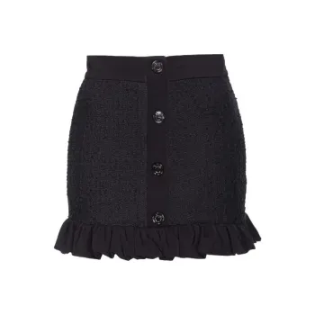 PINKO FW23 Minigonna In Tweed Con Rouches Casual Short Skirts Women's Black
