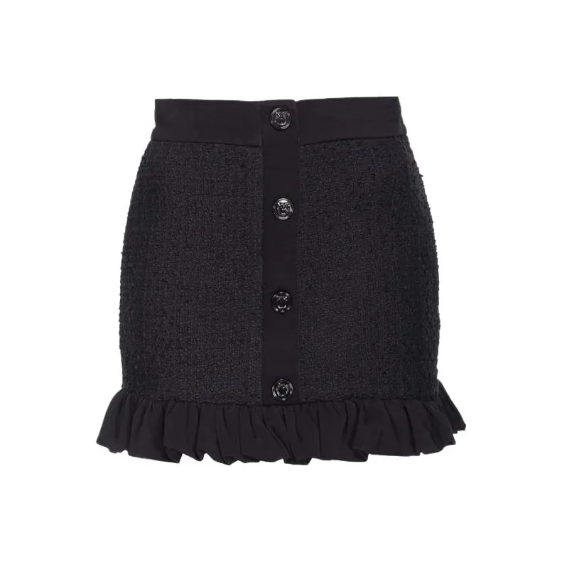 PINKO FW23 Minigonna In Tweed Con Rouches Casual Short Skirts Women's Black-0