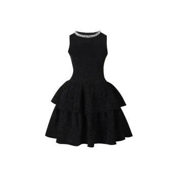 GUOZHEN Sleeveless Dress Women's Black Premium Formalwear