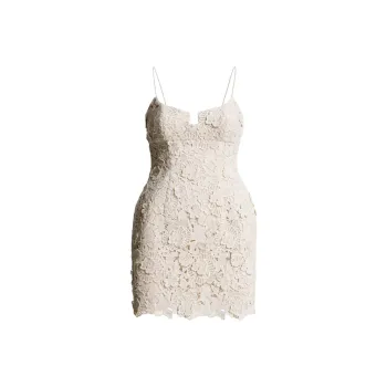 H&M X Magda Butrym Floral Appliqued Hourglass Lace Dress Cream/Flowers