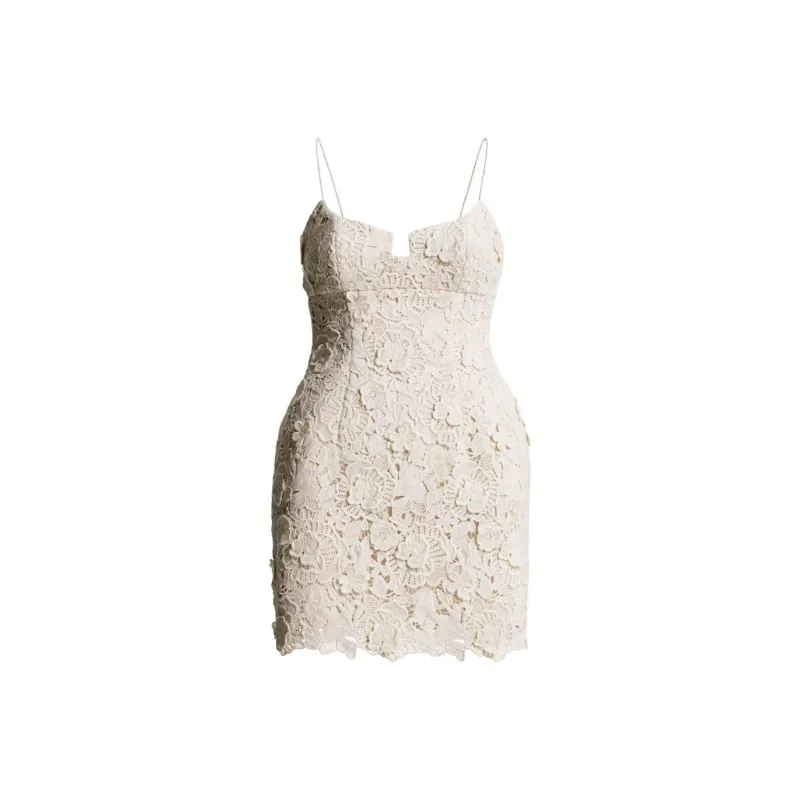 H&M X Magda Butrym Floral Appliqued Hourglass Lace Dress Cream/Flowers-0