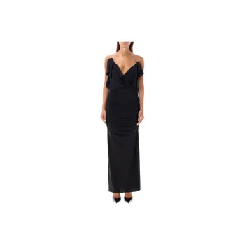 The Attico Ruched Satin Maxi Dress