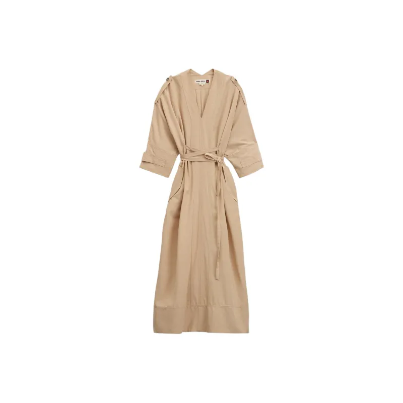 ZARA Long Sleeved Dress Women's Beige-0