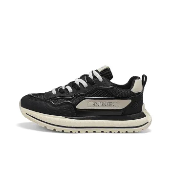 Binary Height Increasing Abrasion Resistant Breathable Slip Resistant Low Top Chunky Sneakers Men's Black