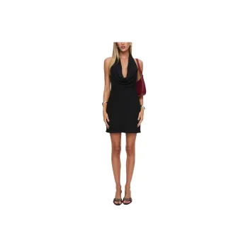 PRINCESS POLLY OCEAN BOULEVARD PLUNGE MINI DRESS Slip Dress Women's BLACK/Black