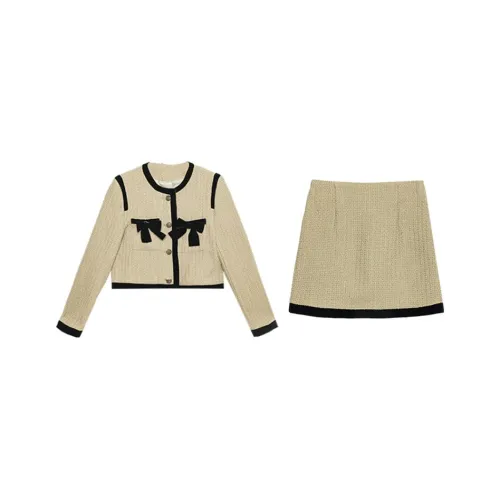 eggka Two Piece Skirt Sets Women's Khaki