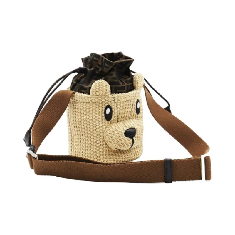 FENDI Woven Bucket Bag, Shoulder Bag Women's Natural-1