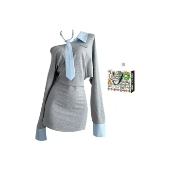 DEDY Long Sleeved Dresses Women's Light Gray