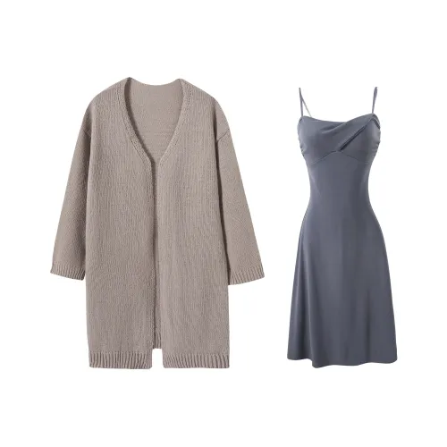 KAZAN Two Piece Skirt Sets Women's Khaki