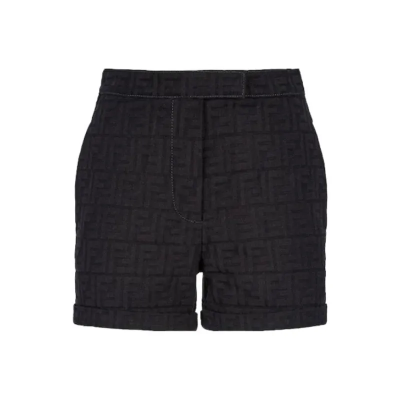 FENDI Jacquard FF motif Denim Shorts-0