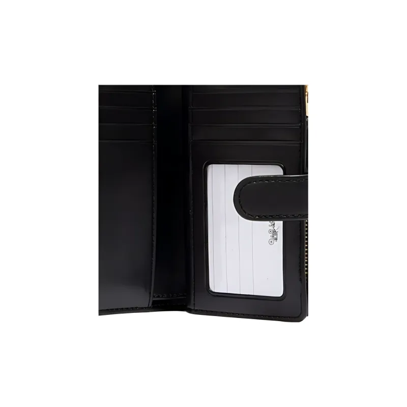 COACH Corner Zip Leather Wallet Medium Size Women's Black-2