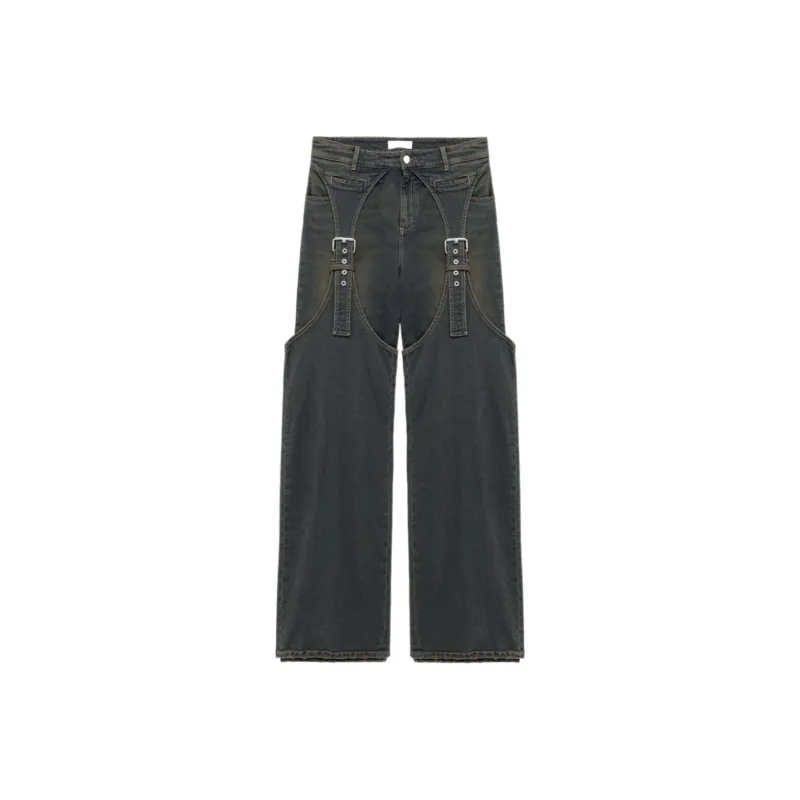 Blumarine Buckle Detail Faded Jeans-0