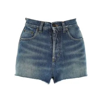 SAINT LAURENT High Rise Denim Shorts