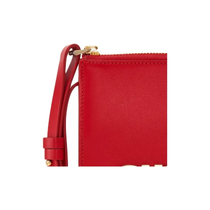 FERRAGAMO GANCINI Cow Leather Cell Phone Pouch Shoulder Bag Crossbody Bag Wallet Women's Red-2