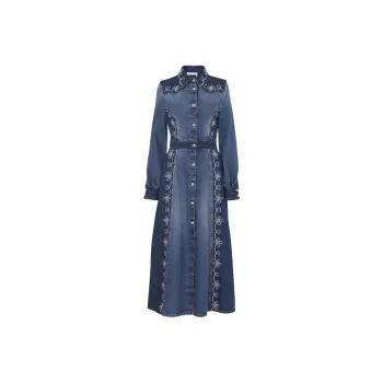 Chloé Embroidered Denim Shirt Dress