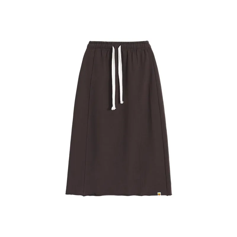 B.Duck Casual Long Skirts Women's Black Brown-0