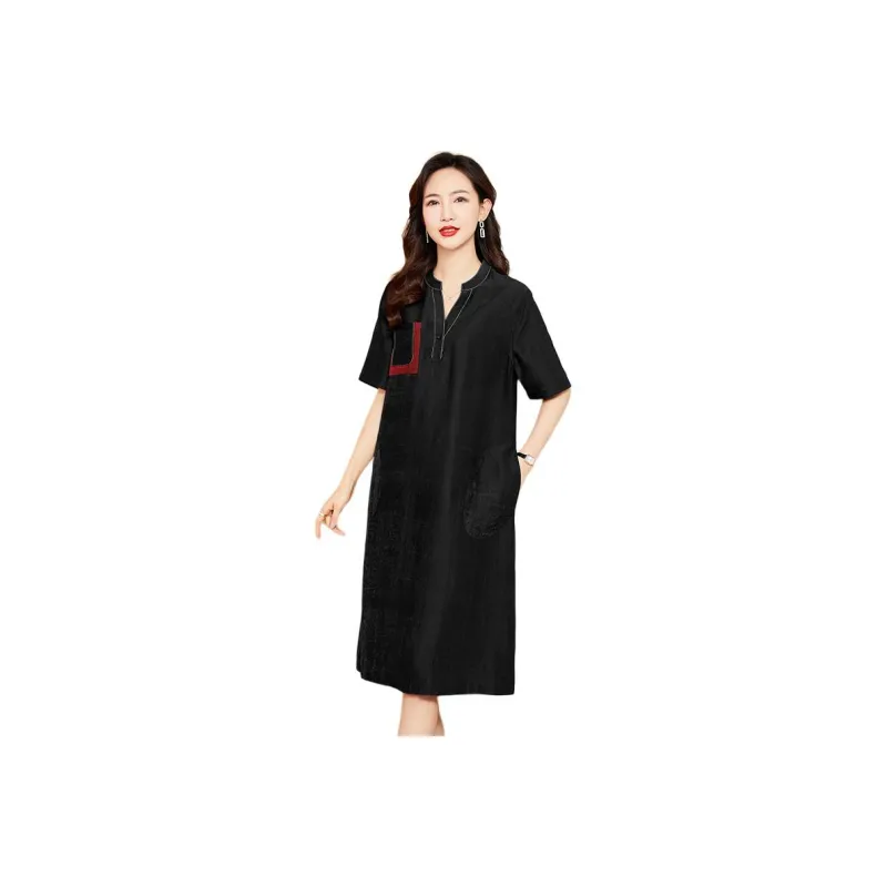 Yi Mengyuan Silk Short Sleeved Dress Women's-0