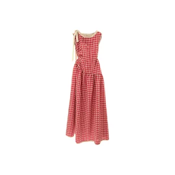 GLEE DIARY Sleeveless Dress Women's Red Plaid