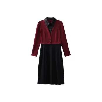 Mapping Long Sleeved Dresses Women's Burgundy