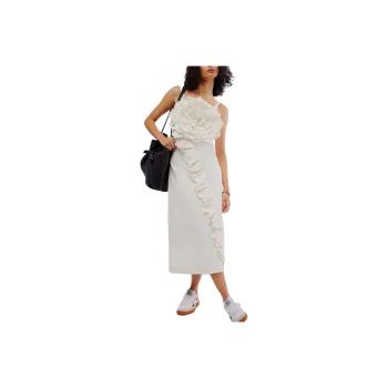 FREE PEOPLE Kaya Denim Dress Slip Dresses Women's White/White