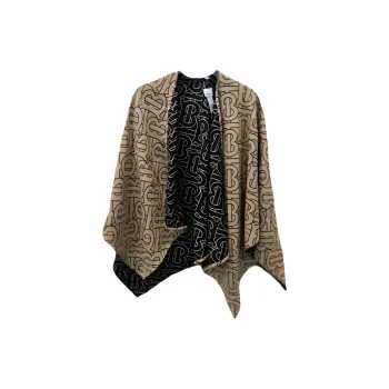 Burberry Reversible Icon Tb Wool Poncho Cape