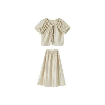 MT Two Piece Skirt Sets Women's Apricot