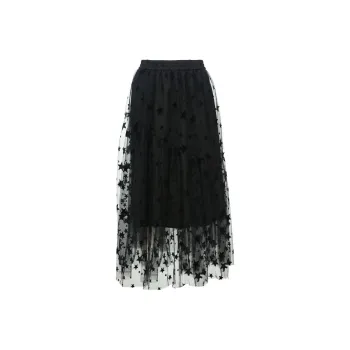 ONLY Casual Long Skirts Women's H1C Maserati Black Base Large Stars STAR_MASHA_BLACK_M