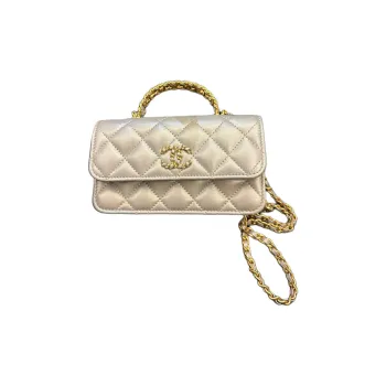 CHANEL Pearl Sheepskin Shoulder Bag, Crossbody Bag, Handbag Women's Gray Silver