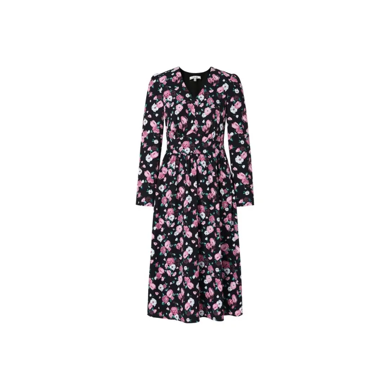 JZ. ANNAKRO Long Sleeved Dress Women's Floral Black-0