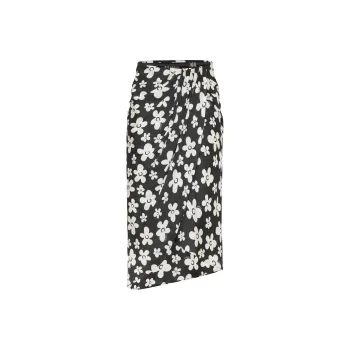 MO&CO Casual Long Skirts Women's Black With White Multicolor