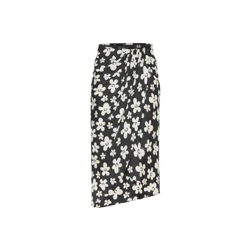 MO&CO Casual Long Skirts Women's Black With White Multicolor-0