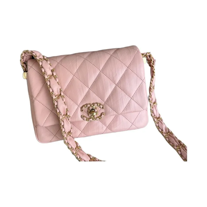 CHANEL Cow Leather Tofu Bag, Hobo Bag, Shoulder Bag, Crossbody Bag Women's Light Pink-4