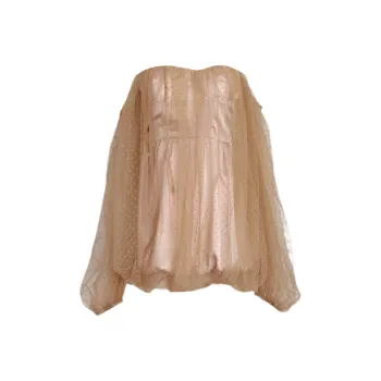 Udon House Long Sleeved Dress Women's Milk Coffee