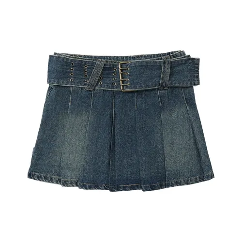 TURNTHETABLES Denim Short Skirts Women's Dark Blue