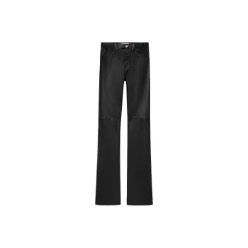 CELINE Leather Pants Women's Black