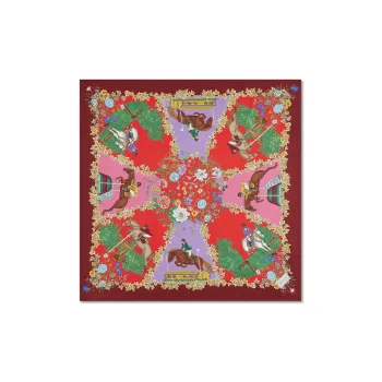 GUCCI Silk Scarves Women's Bordeaux Red