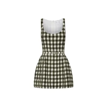 Oscar De La Renta Chenille Check Tweed Dress
