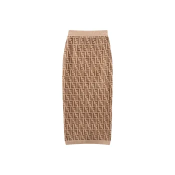 FENDI FW22 Casual Long Skirts Women's Brown