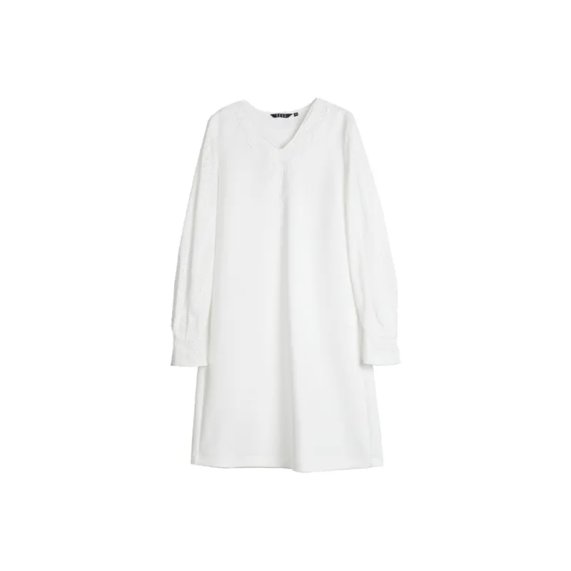 ELLE Long Sleeved Dresses Women's White-0