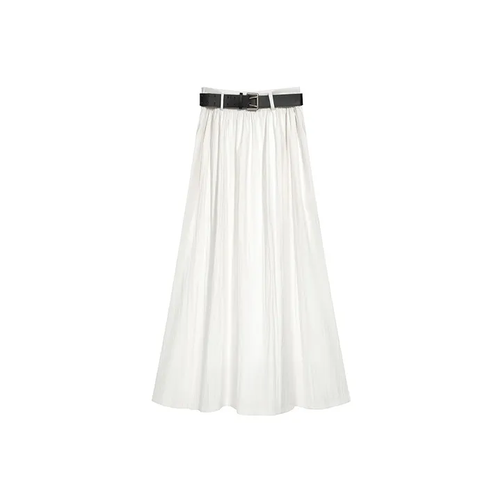 PZGE Casual Long Skirt Women's White-0