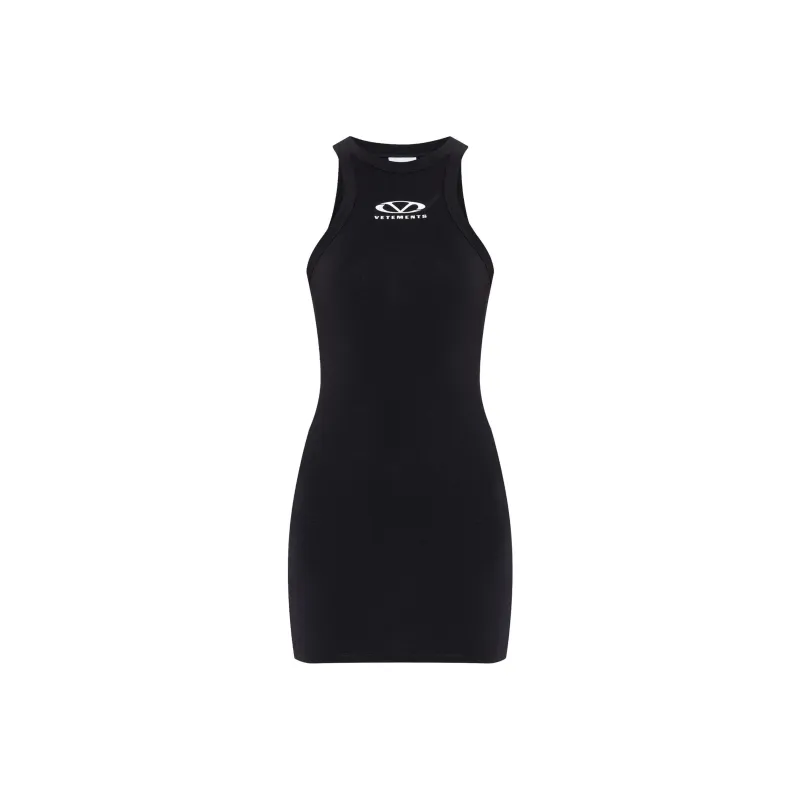 Vetements Logo Embroidered Tank Dress-0