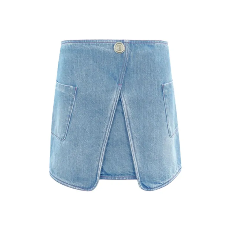 BALMAIN Denim Short Skirts Women's Blue-0