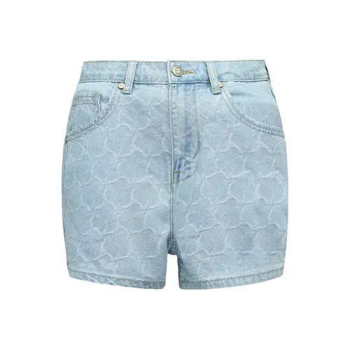 LI NING 1990 Denim Shorts Women's Light Umbilical Blue