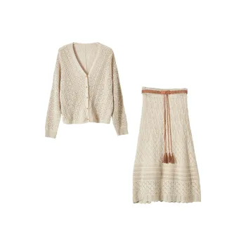XIANGYING Skirt Set Women's Beige
